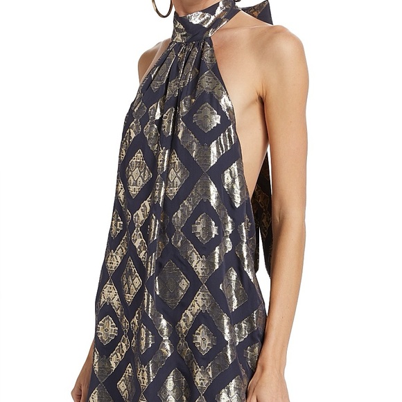 NWT Ramy Brook Mini Halter Dress Metallic 4 - Picture 7 of 10